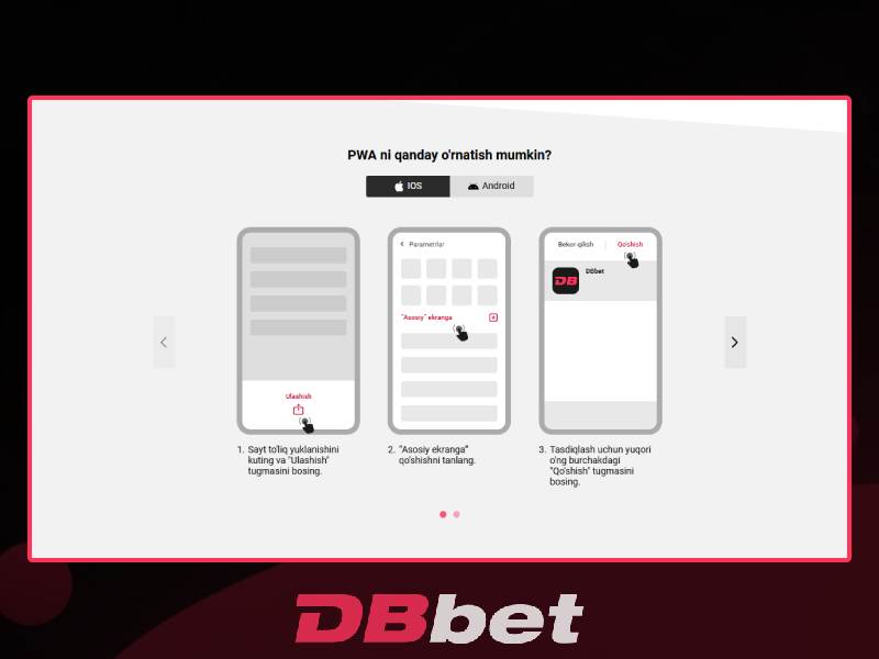 DBbet ilovasini iOS qurilmalarga yuklab olish va o'rnatish