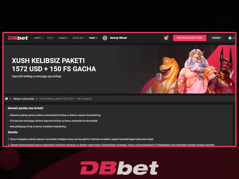 DBbet kutib olish bonusi - qanday shartlar va imkoniyatlar bor?